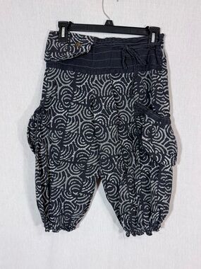 100% cotton Thai Patterned Black & Gray Harem Pants size S